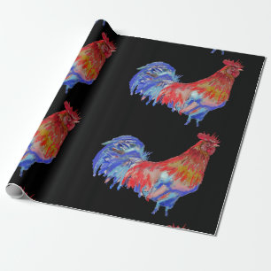 Red Tupp tuppar-kyckling Watercolor Wrapping Presentpapper