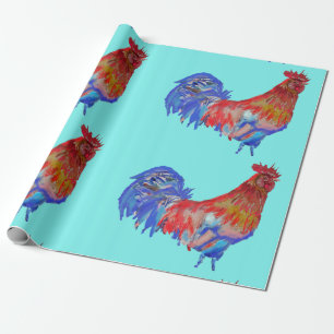 Red Tupp tuppar-kyckling Watercolor Wrapping Presentpapper