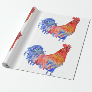 Red Tupp tuppar kycklingfärgning Watercolor Wrapp Presentpapper