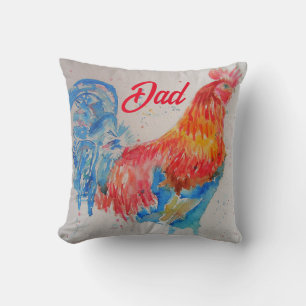 Red Tupp Watercolor Paeing Fars dag Pappa Kudde
