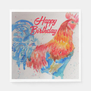 Red Tupp Watercolor Painting Art Birthday Pappersservett