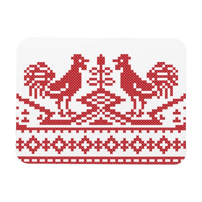 Red Tuppar kor-stygn ryska Mönster Magnet (Horisontell)