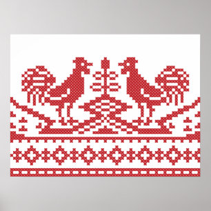 Red Tuppar kor-stygn ryska Mönster Poster