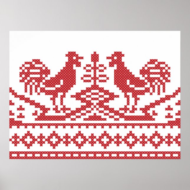 Red Tuppar kor-stygn ryska Mönster Poster (Framsidan)