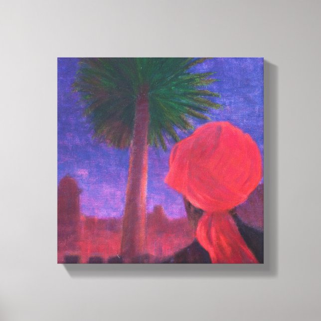 Red Turban dusk Jodhpur 2012 Canvastryck (Framsida)