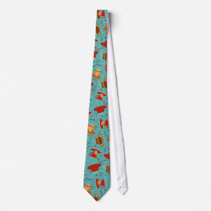 Red & Turcouise Coffee Kopp Mönster Man's Neck Tie Slips