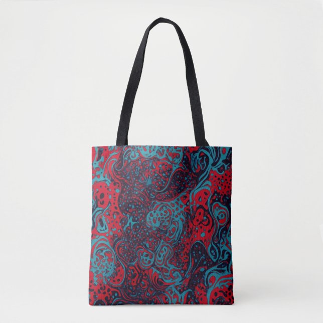 Red Turquoise Marble Abstract Pattern Tygkasse (Framsida)