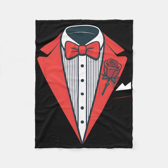 Red Tuxedo Costume With Rose Fancy Formal Bow Tie  Fleecefilt (Framsidan)
