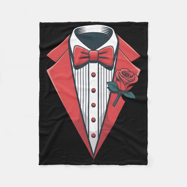 Red Tuxedo Costume With Rose Fancy Formal Bow Tie  Fleecefilt (Framsidan)