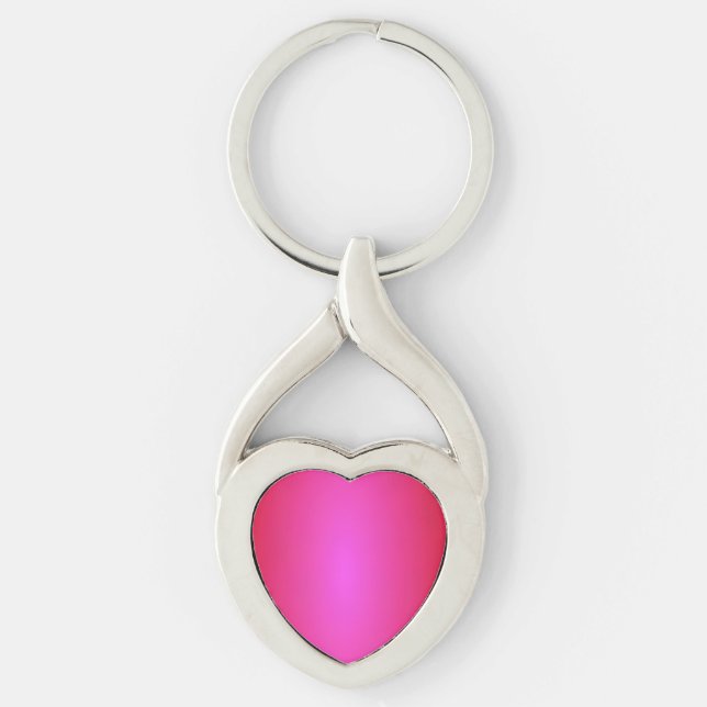 Red Twisted Heart Silverfärgad Nyckelring (Framsidan)