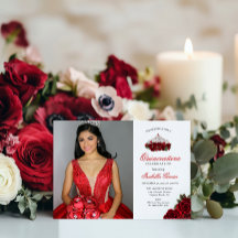 Red Two Photo Blommigt Quinceanera