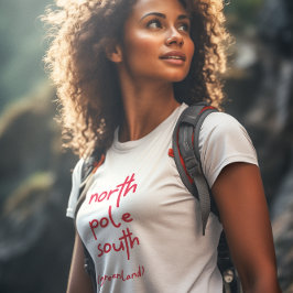 Red Typography Font Grönland North Pole South T Shirt