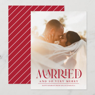 Red Typography-fotojul med gift Elegant Julkort
