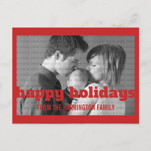 Red Typography Glad helg Photo Postcard Vykort (Framsida)