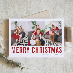 Red Typography God jul Photo Collage Helgkort