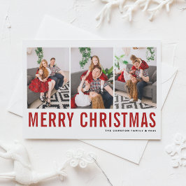 Red Typography God jul Three Photo Collage Helg Vykort