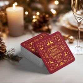 Red Typography God jul Underlägg Papper Kvadrat