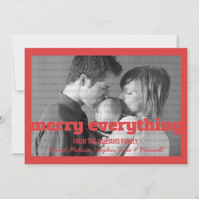 Red Typography Merry All Photo Card Julkort (Framsida)