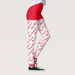 Red Typography Mönster Trendig Modern jul Leggings