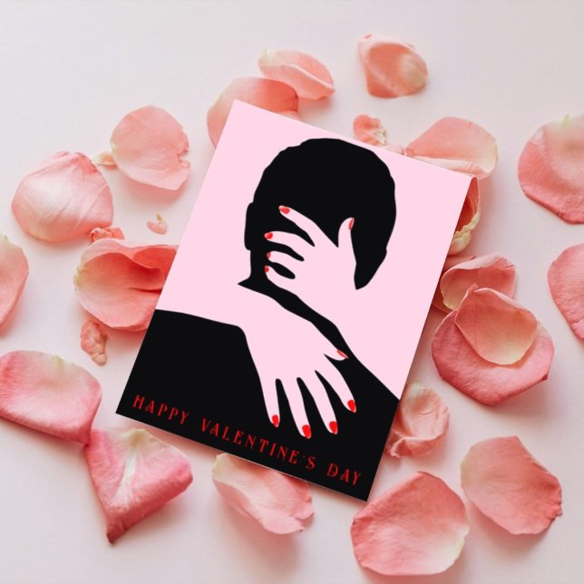 Red Typography-partner för rosa & svart foto-par Helgkort (Skapare uppladdad)