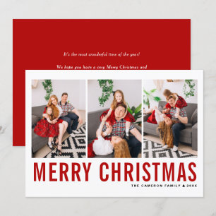 Red Typography Photo Collage God jul Julkort