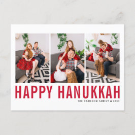 Red Typography Photo Collage Lycklig Hanukkah Helg Vykort