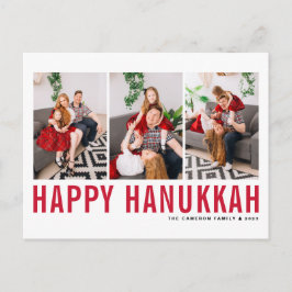 Red Typography Photo Collage Lycklig Hanukkah Helg Vykort