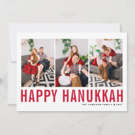 Red Typography Photo Collage Lycklig Hanukkah Julkort
