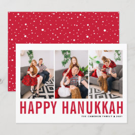 Red Typography Photo Collage Lycklig Hanukkah Julkort