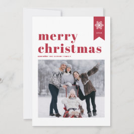 Red Typography Snöflingor God jul Photo Julkort