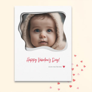 Red Typography Valentines day Photo Helg Vykort