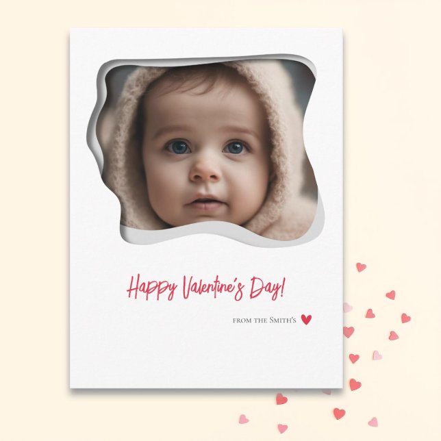 Red Typography Valentines day Photo Helg Vykort (Skapare uppladdad)