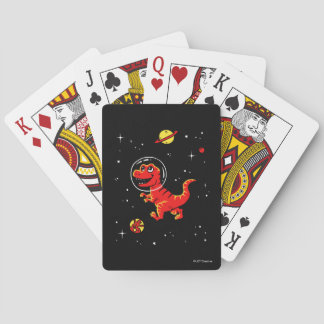Red Tyrannosaurus Rex Dinos in Space Casinokort