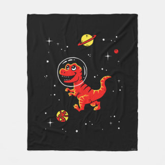 Red Tyrannosaurus Rex Dinos in Space Fleecefilt