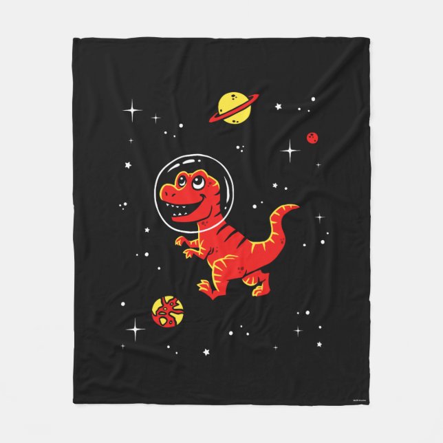 Red Tyrannosaurus Rex Dinos in Space Fleecefilt (Framsidan)