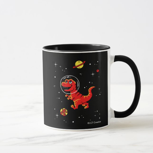 Red Tyrannosaurus Rex Dinos in Space Mugg (Höger)