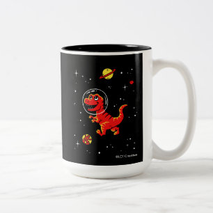 Red Tyrannosaurus Rex Dinos in Space Två-Tonad Mugg