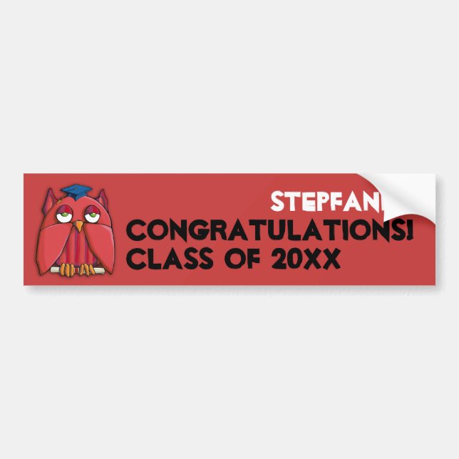 Red Uggla Grad Red Birthday Bumper Sticker Bildekal (Framsidan)