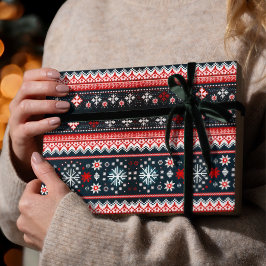 Red Ugly jul Sweater Fair Isle Gift Wrap Presentpapper