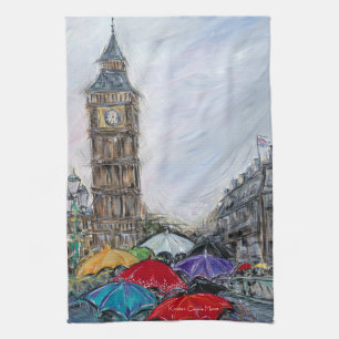 Red Umbrella i London Kökshandduk