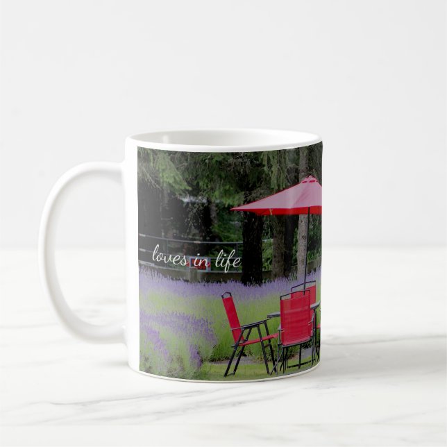 Red Umbrella & Lavender Garden Kaffemugg (Vänster)