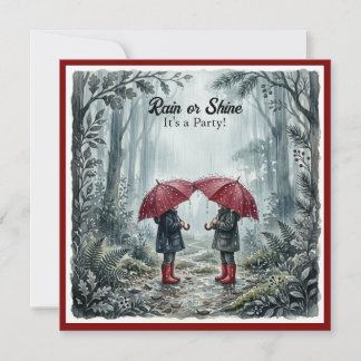 Red Umbrella Rain or Shine Birthday Invitation Inbjudningar