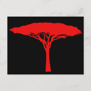 Red Umbrella Träd Vykort