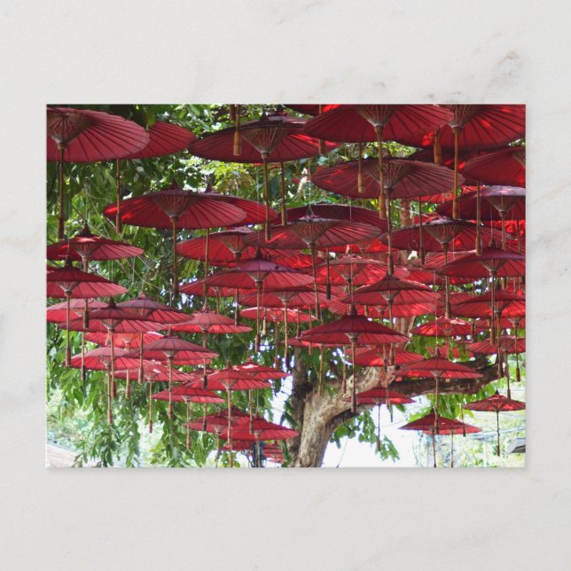 Red Umbrellas in the Sky - Asian Postcard Vykort (Framsida)