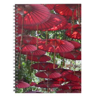 Red Umbrellas in the Sky - Asian Spiral Notebook Anteckningsbok