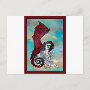 Red Unicorn Horse Pony Dragon Reptile Monster Vykort