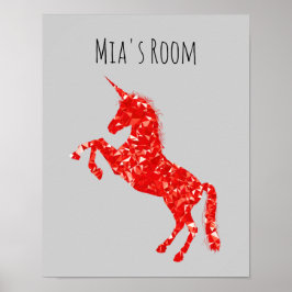 Red Unicorn mystical-vardagsrum barn Poster