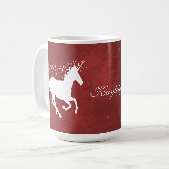 Red Unicorn Personlig Coffee Mugg (Framsida vänster)