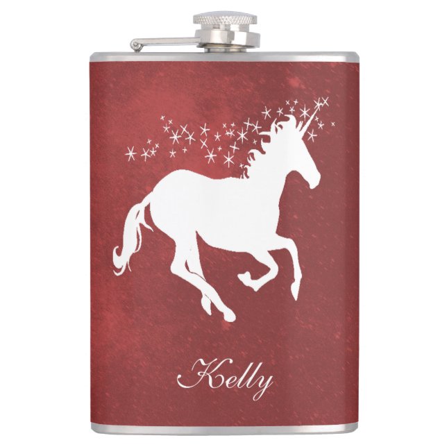 Red Unicorn Personlig Flask Fickplunta (Framsidan)