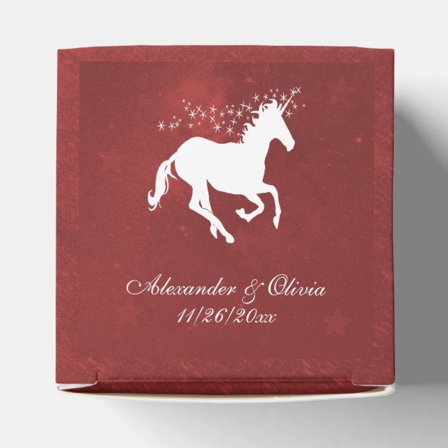 Red Unicorn Wedor Favor Box Presentaskar (Överdel)